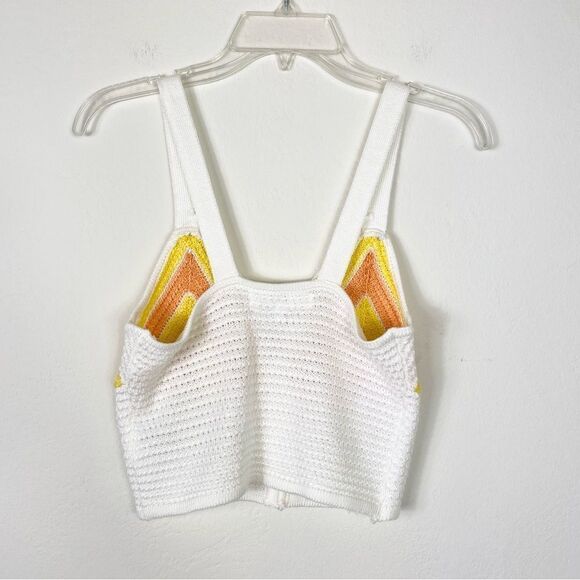 Madden NYC Y2k Style White Yellow Orange Crochet Knit Bralette Crop Tank Top - Picture 3 of 6